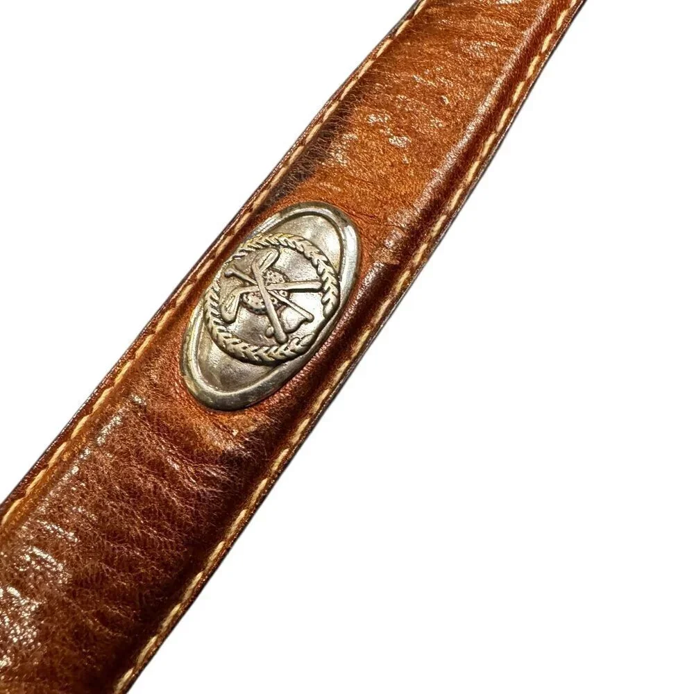 Vintage Fossil Belt – Italian Full Grain Leather w/ Golf Medallions – Size 38